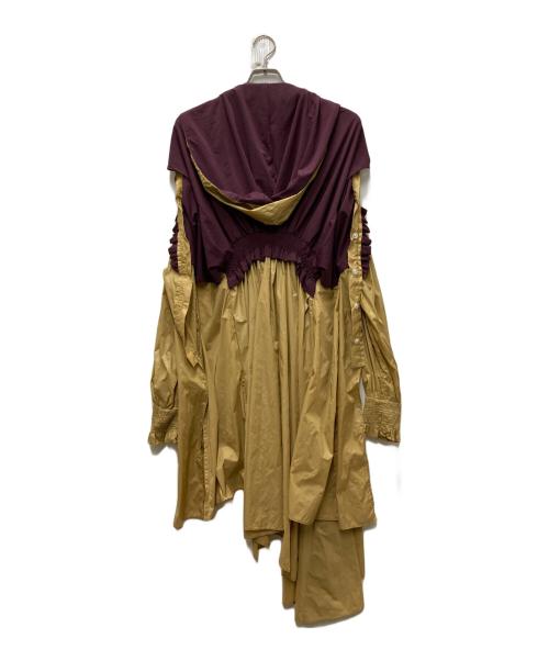 SEIVSON（セイヴソン）SEIVSON (セイヴソン) ドッキングワンピース バーガンディー×ベージュ サイズ:FREEの古着・服飾アイテム