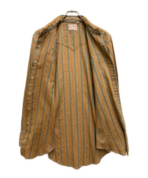 Wrangler（ラングラー）Wrangler (ラングラー) 70's ストライプシャツ オレンジ×ネイビー サイズ:16-34の古着・服飾アイテム