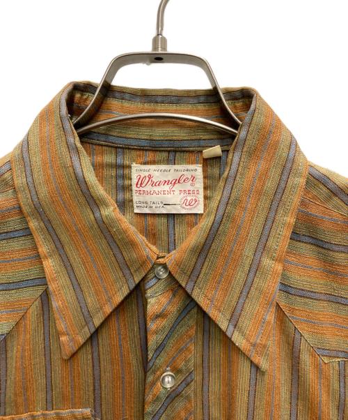 Wrangler（ラングラー）Wrangler (ラングラー) 70's ストライプシャツ オレンジ×ネイビー サイズ:16-34の古着・服飾アイテム