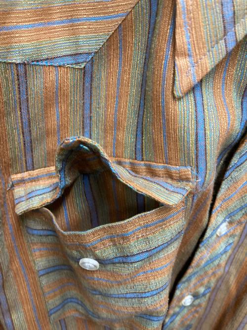 Wrangler（ラングラー）Wrangler (ラングラー) 70's ストライプシャツ オレンジ×ネイビー サイズ:16-34の古着・服飾アイテム