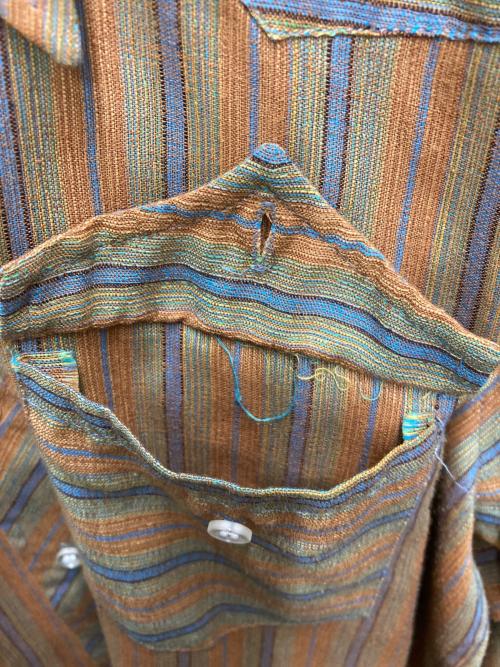 Wrangler（ラングラー）Wrangler (ラングラー) 70's ストライプシャツ オレンジ×ネイビー サイズ:16-34の古着・服飾アイテム