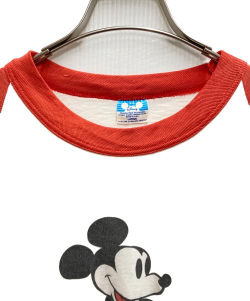 DISNEY（ディズニー）DISNEY (ディズニー) 80's ラグランプリントTシャツ ホワイト×レッド サイズ:Lの古着・服飾アイテム