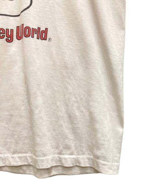 DISNEY（ディズニー）DISNEY (ディズニー) 80's ラグランプリントTシャツ ホワイト×レッド サイズ:Lの古着・服飾アイテム