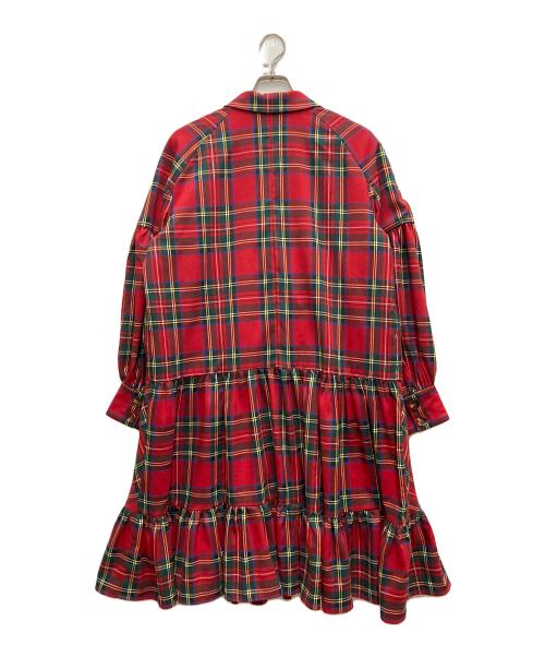 HEIHEI（ヘイヘイ）HEIHEI (ヘイヘイ) タータンチェックダブルコート レッド サイズ:Freeの古着・服飾アイテム