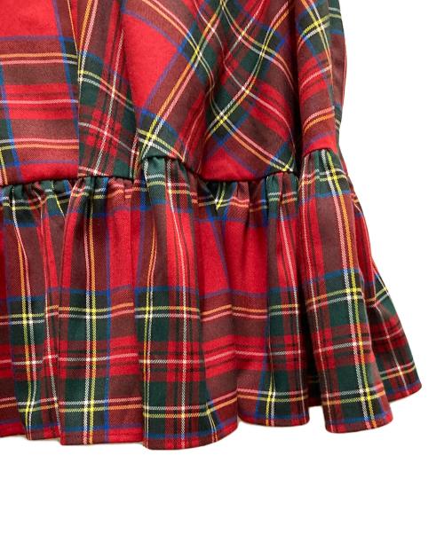 HEIHEI（ヘイヘイ）HEIHEI (ヘイヘイ) タータンチェックダブルコート レッド サイズ:Freeの古着・服飾アイテム