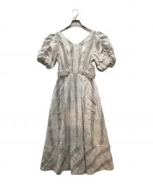 HER LIP TO（ハーリップトゥ）の古着「Checked Jacquard Volume Sleeve Dress」｜ホワイト