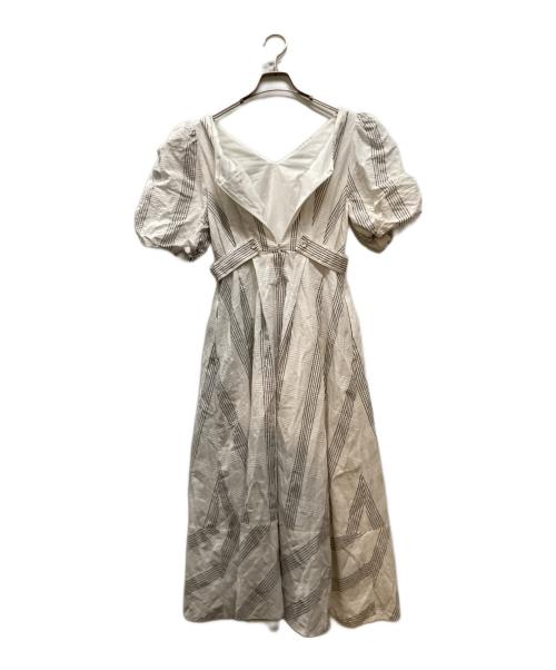 HER LIP TO（ハーリップトゥ）Her lip to (ハーリップトゥ) Checked Jacquard Volume Sleeve Dress ホワイト サイズ:Sの古着・服飾アイテム