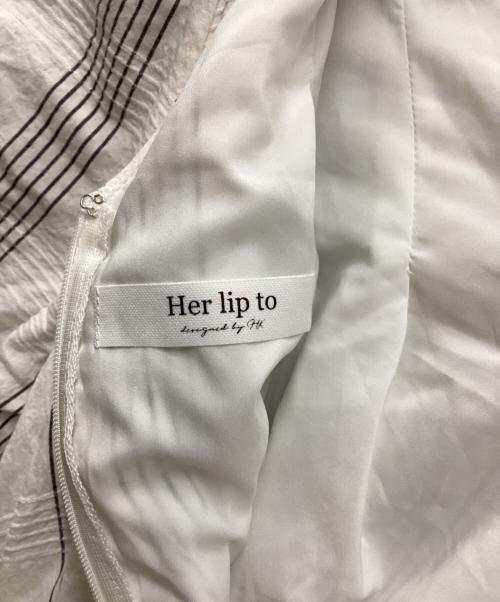 HER LIP TO（ハーリップトゥ）Her lip to (ハーリップトゥ) Checked Jacquard Volume Sleeve Dress ホワイト サイズ:Sの古着・服飾アイテム