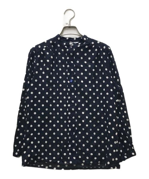 CELINE（セリーヌ）CELINE (セリーヌ) スタンドカラードットシャツ ネイビー サイズ:42の古着・服飾アイテム