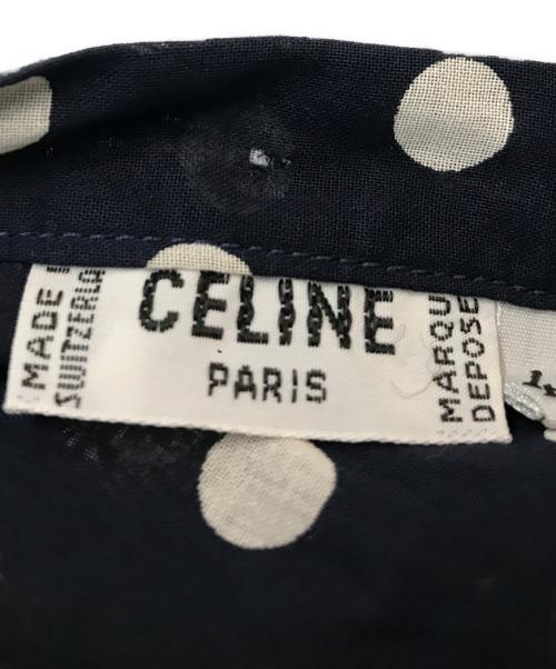 CELINE（セリーヌ）CELINE (セリーヌ) スタンドカラードットシャツ ネイビー サイズ:42の古着・服飾アイテム