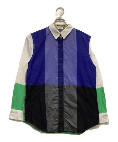ISSEY MIYAKE（イッセイミヤケ）ISSEY MIYAKE (イッセイミヤケ) バイカラー L/Sシャツ ホワイト×ブルー×グリーン サイズ:2の古着・服飾アイテム