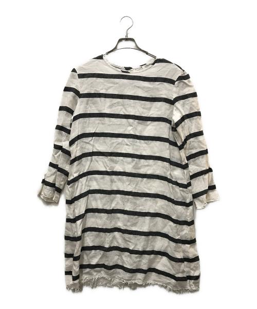 'S Max Mara（エスマックスマーラ）'S Max Mara (エスマックスマーラ) リネンワンピース ホワイト×ブラック サイズ:42の古着・服飾アイテム