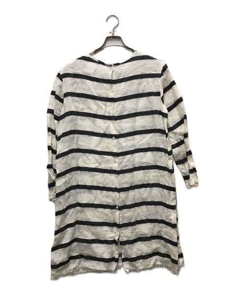 'S Max Mara（エスマックスマーラ）'S Max Mara (エスマックスマーラ) リネンワンピース ホワイト×ブラック サイズ:42の古着・服飾アイテム