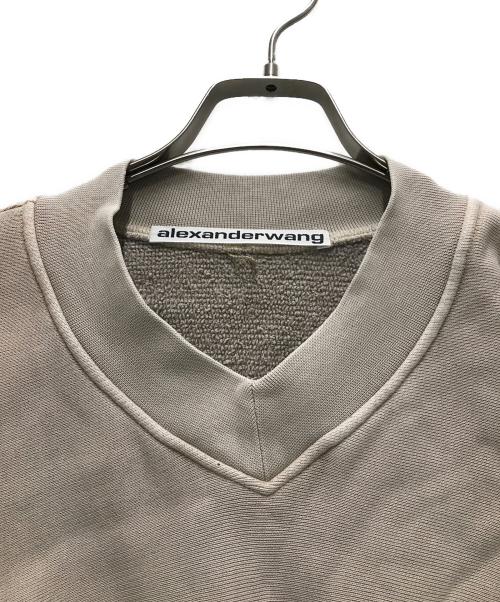 ALEXANDER WANG（アレキサンダー・ワン）ALEXANDER WANG (アレキサンダー・ワン) Vネッククロップドスウェット ベージュ サイズ:Sの古着・服飾アイテム