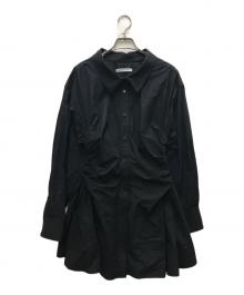 ALEXANDER WANG.T（アレキサンダーワンティー）の古着「ギャザーシャーリングシャツワンピース」｜ブラック