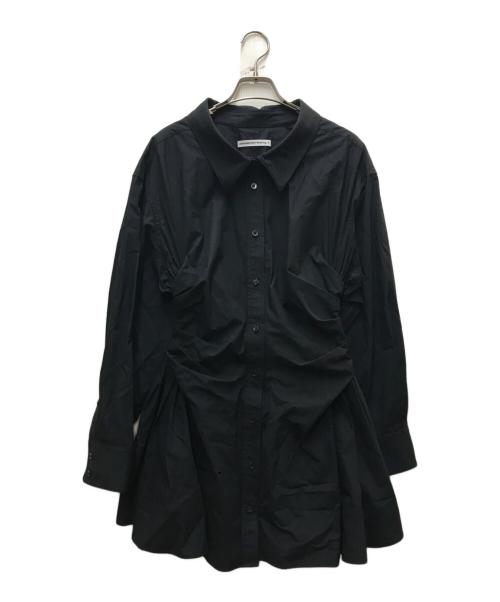 ALEXANDER WANG.T（アレキサンダーワンティー）ALEXANDER WANG.T (アレキサンダーワンティー) ギャザーシャーリングシャツワンピース ブラック サイズ:2の古着・服飾アイテム