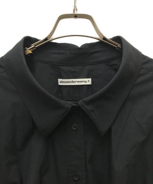 ALEXANDER WANG.T（アレキサンダーワンティー）ALEXANDER WANG.T (アレキサンダーワンティー) ギャザーシャーリングシャツワンピース ブラック サイズ:2の古着・服飾アイテム