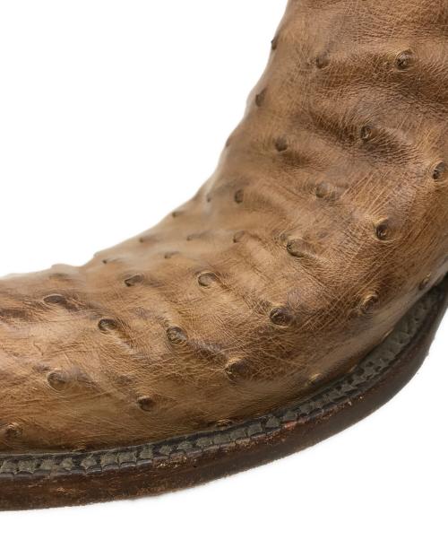 LUCCHESE（ルケーシー）LUCCHESE (ルケーシー) オーストリッチ 花刺繍 ウェスタンブーツ ブラウン サイズ:6.5の古着・服飾アイテム