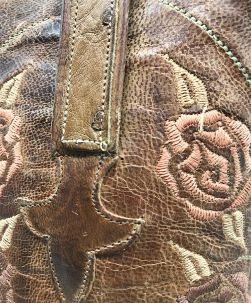 LUCCHESE（ルケーシー）LUCCHESE (ルケーシー) オーストリッチ 花刺繍 ウェスタンブーツ ブラウン サイズ:6.5の古着・服飾アイテム