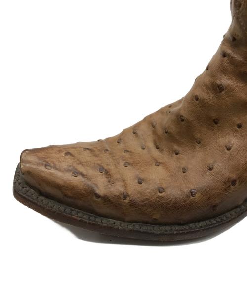LUCCHESE（ルケーシー）LUCCHESE (ルケーシー) オーストリッチ 花刺繍 ウェスタンブーツ ブラウン サイズ:6.5の古着・服飾アイテム