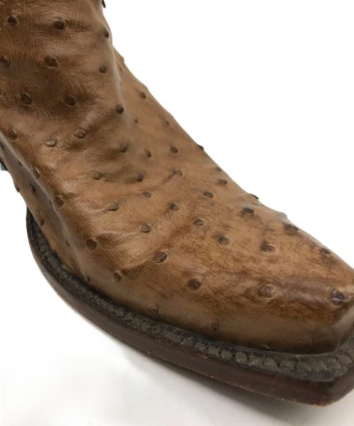 LUCCHESE（ルケーシー）LUCCHESE (ルケーシー) オーストリッチ 花刺繍 ウェスタンブーツ ブラウン サイズ:6.5の古着・服飾アイテム