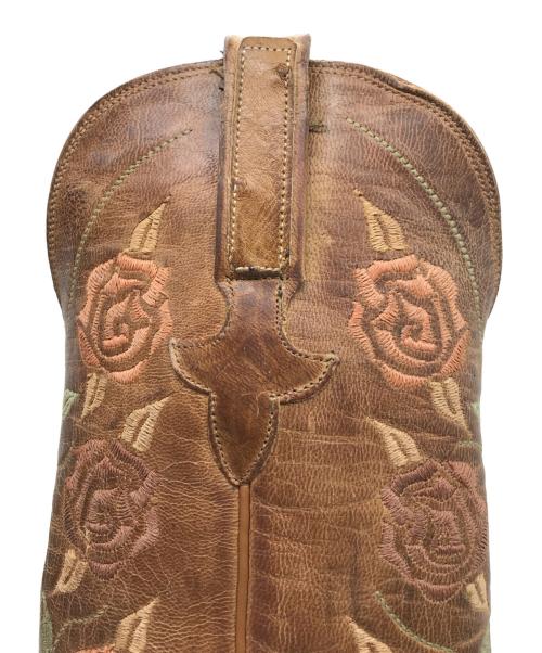 LUCCHESE（ルケーシー）LUCCHESE (ルケーシー) オーストリッチ 花刺繍 ウェスタンブーツ ブラウン サイズ:6.5の古着・服飾アイテム