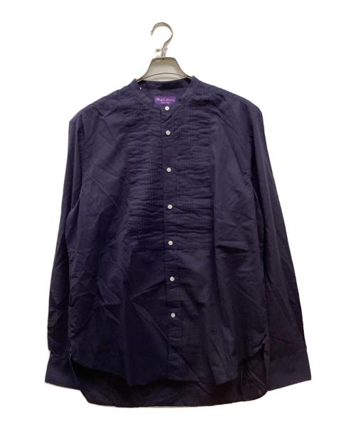 RALPH LAUREN Purple Label（ラルフ ローレン パープル レーベル）RALPH LAUREN Purple Label (ラルフ ローレン パープル レーベル) ピンタックバンドカラーシャツ ネイビー サイズ:Lの古着・服飾アイテム
