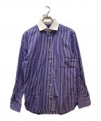 RALPH LAUREN Purple Labelラルフ ローレン パープル レーベル）の古着「ストライプクレリックシャツ」｜ブルー×ホワイト