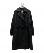 BURBERRYバーバリー）の古着「レザーパイピングトレンチコート」｜ブラック