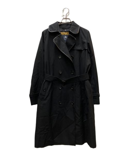 BURBERRY（バーバリー）BURBERRY (バーバリー) レザーパイピングトレンチコート ブラック サイズ:38の古着・服飾アイテム