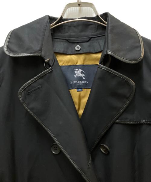 BURBERRY（バーバリー）BURBERRY (バーバリー) レザーパイピングトレンチコート ブラック サイズ:38の古着・服飾アイテム