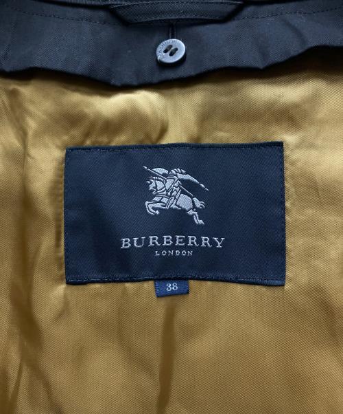 BURBERRY（バーバリー）BURBERRY (バーバリー) レザーパイピングトレンチコート ブラック サイズ:38の古着・服飾アイテム