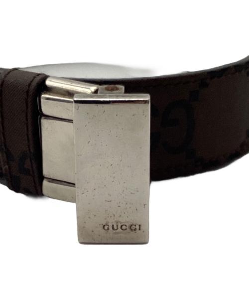 GUCCI（グッチ）GUCCI (グッチ) GG柄ナイロンレザーベルト ブラウンの古着・服飾アイテム