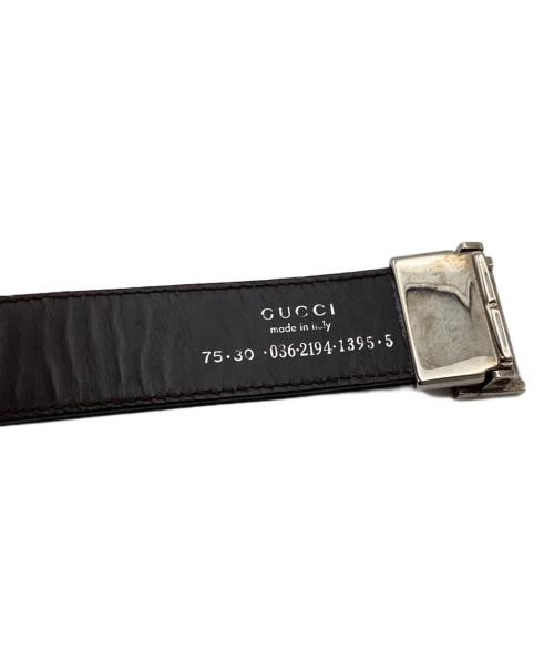 GUCCI（グッチ）GUCCI (グッチ) GG柄ナイロンレザーベルト ブラウンの古着・服飾アイテム