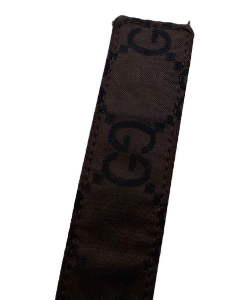 GUCCI（グッチ）GUCCI (グッチ) GG柄ナイロンレザーベルト ブラウンの古着・服飾アイテム