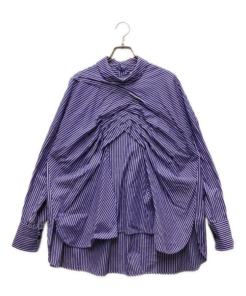 ENFOLD（エンフォルド）ENFOLD (エンフォルド) カシュクールデザイン長袖シャツ ブルー サイズ:38の古着・服飾アイテム