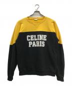 CELINEセリーヌ）の古着「ロゴプリントバイカラースウェット」｜イエロー×ブラック