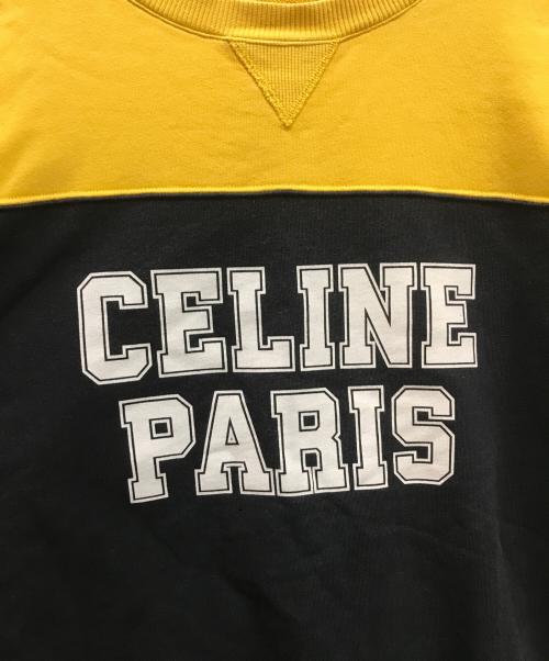 CELINE（セリーヌ）CELINE (セリーヌ) ロゴプリントバイカラースウェット イエロー×ブラック サイズ:Lの古着・服飾アイテム