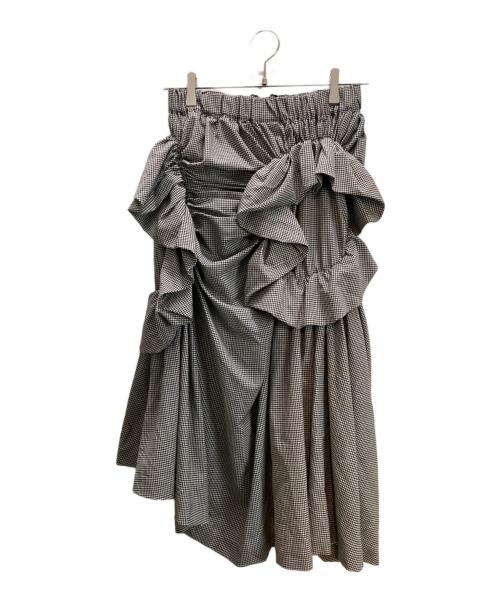 noir kei ninomiya（ノワール ケイ ニノミヤ）noir kei ninomiya (ノワール ケイ ニノミヤ) チェックフリルティアードスカート ホワイト×ブラック サイズ:XSの古着・服飾アイテム