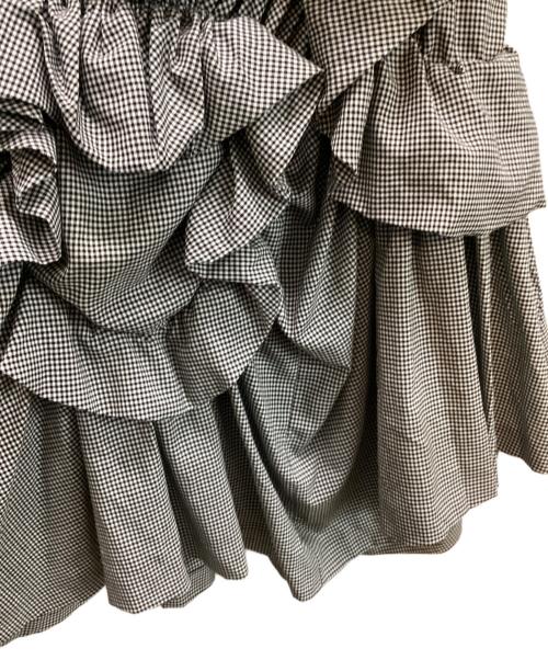 noir kei ninomiya（ノワール ケイ ニノミヤ）noir kei ninomiya (ノワール ケイ ニノミヤ) チェックフリルティアードスカート ホワイト×ブラック サイズ:XSの古着・服飾アイテム