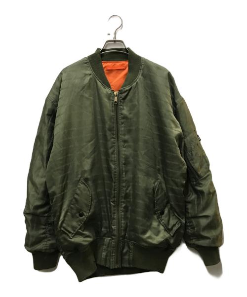 stussy（ステューシー）stussy (ステューシー) リバーシブルロゴボーダーMA-1 オリーブ サイズ:Sの古着・服飾アイテム