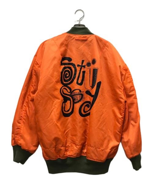 stussy（ステューシー）stussy (ステューシー) リバーシブルロゴボーダーMA-1 オリーブ サイズ:Sの古着・服飾アイテム