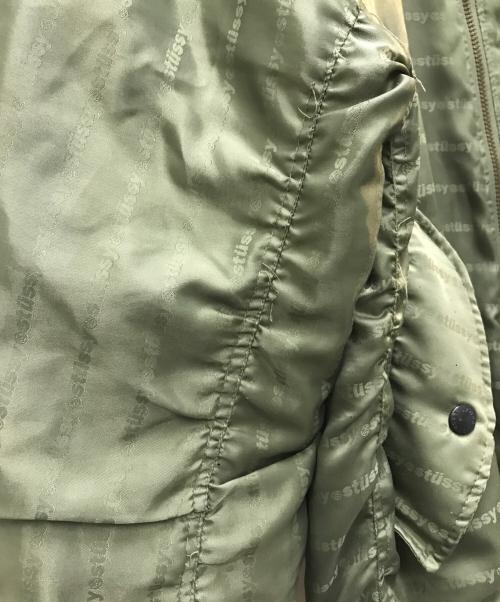 stussy（ステューシー）stussy (ステューシー) リバーシブルロゴボーダーMA-1 オリーブ サイズ:Sの古着・服飾アイテム
