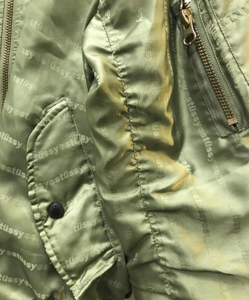 stussy（ステューシー）stussy (ステューシー) リバーシブルロゴボーダーMA-1 オリーブ サイズ:Sの古着・服飾アイテム