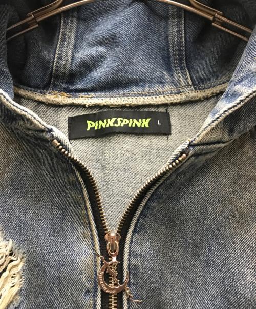 pinkspink（ピンクスピンク）pinkspink (ピンクスピンク) ダメージデニムフーデットジャケット インディゴ サイズ:Lの古着・服飾アイテム
