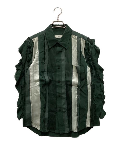 TOGA PULLA（トーガ プルラ）TOGA PULLA (トーガ プルラ) ストライプデザインシャツ グリーン サイズ:38の古着・服飾アイテム