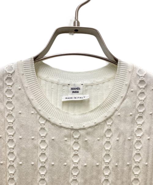 HERMES（エルメス）HERMES (エルメス) コットンシルクノースリーブニット ホワイト サイズ:36の古着・服飾アイテム