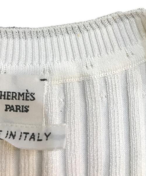HERMES（エルメス）HERMES (エルメス) コットンシルクノースリーブニット ホワイト サイズ:36の古着・服飾アイテム