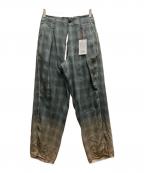 MAISON SPECIALメゾンスペシャル）の古着「Destroy Damage Prime-Wide Ombre Check Relaxing Pants」｜ブルー