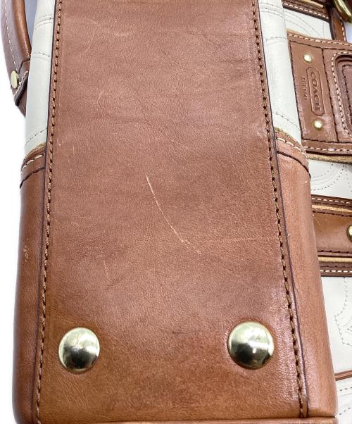 COACH（コーチ）COACH (コーチ) ターンロック ハンドバッグ アイボリー×ブラウンの古着・服飾アイテム